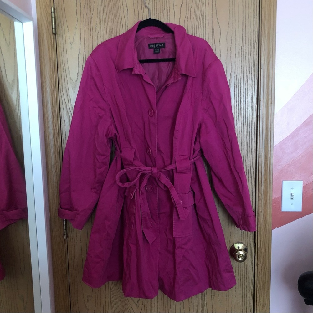 Lane Bryant Pink Fall/Spring Coat Tie-Waist Size 26/28